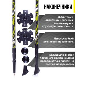 Компактные палки для скандинавской ходьбы Finpole GEO T3 100% Carbon