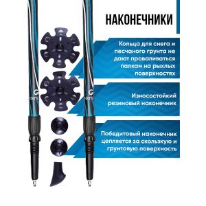 Телескопические палки для скандинавской ходьбы Finpole GEO 100% Carbon