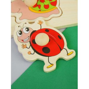 Развивающая игрушка из дерева/ головоломка рамка-вкладыш "Насекомые", пазл