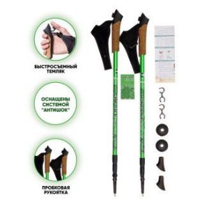 Компактные палки для скандинавской ходьбы Finpole Star T3 зелен